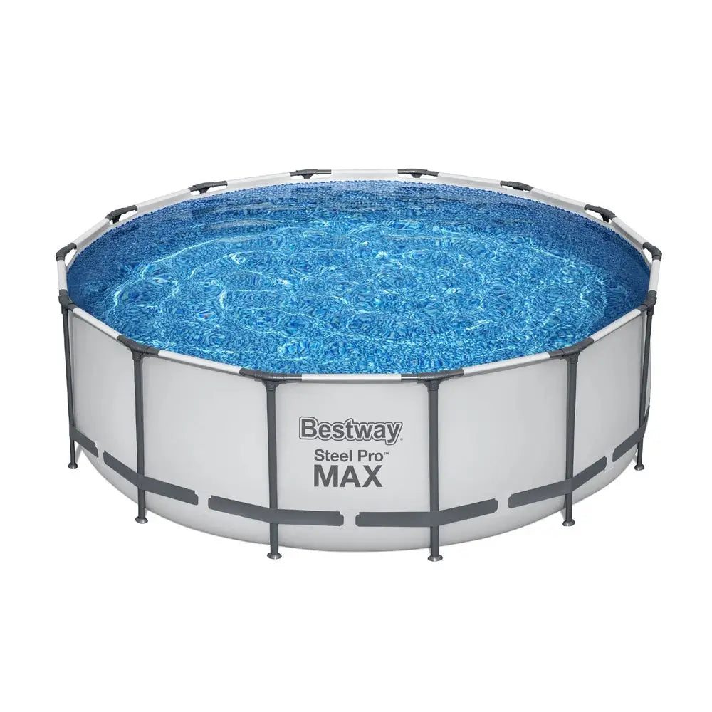 Bestway Swimming Pool 427x427x122cm Steel Frame Above Ground Pools Round Filter Pump Ladder - Home & Garden > Pool &