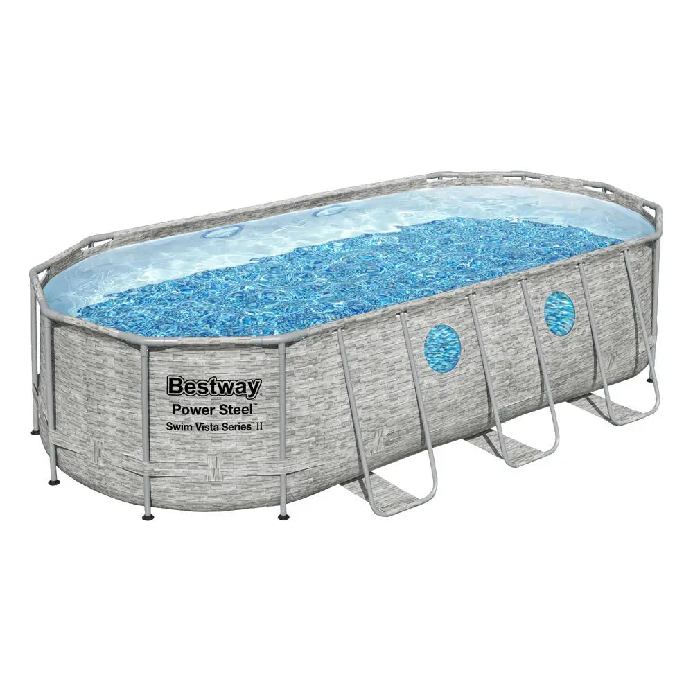 Bestway Swimming Pool 549x274x122cm Steel Frame Above Ground Pools Filter Pump Ladder 13430L - Home & Garden > Pool &