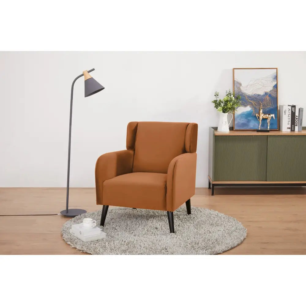 Bianca Accent Sofa Arm Chair Fabric Uplholstered Lounge Couch - Orange - Furniture > Sofas