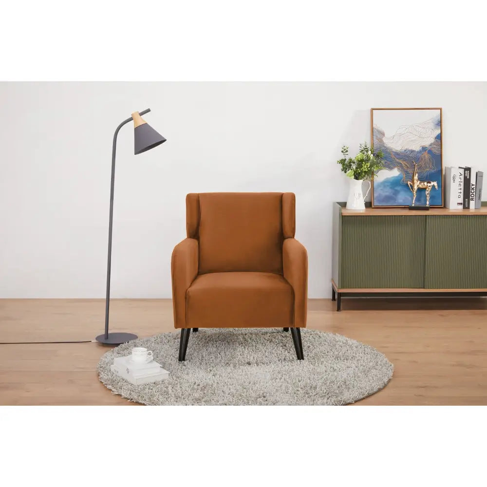 Bianca Accent Sofa Arm Chair Fabric Uplholstered Lounge Couch - Orange - Furniture > Sofas