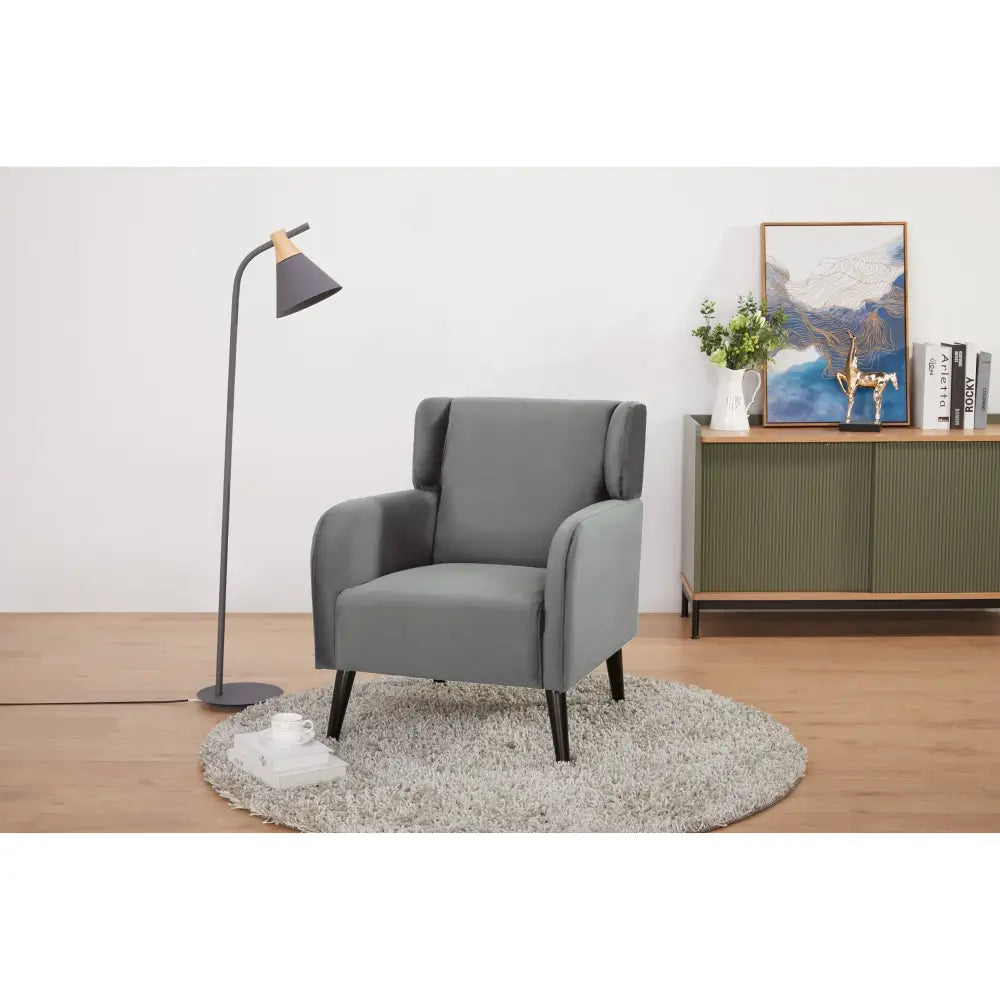 Bianca Accent Sofa Arm Chair Fabric Uplholstered Lounge Couch - Mid Grey - Furniture > Sofas