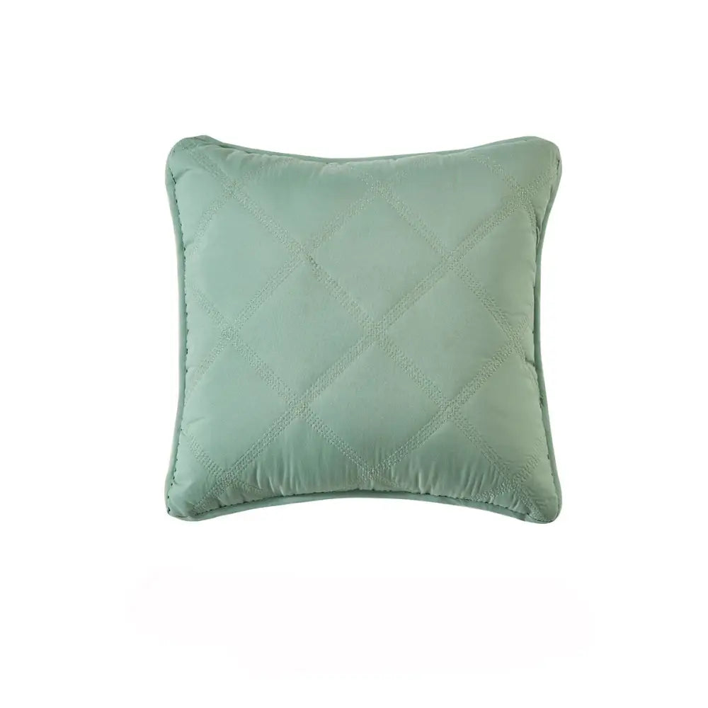 Mint green decorative throw pillow with quilted stitching from Bianca Barclay Olive Coordinate Square