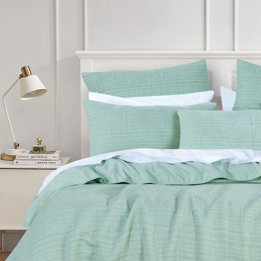 Bianca Cressida Sage Cotton Polyester Coverlet Set Queen/King - Home & Garden > Bedding > Quilts & Duvets