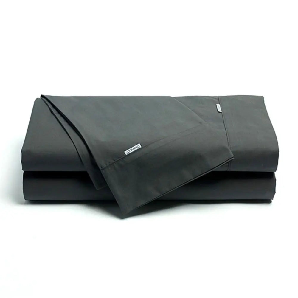 Bianca Heston Cotton Percale Sheet Set Charcoal Long Single - Home & Garden > Bedding > Bed Sheets
