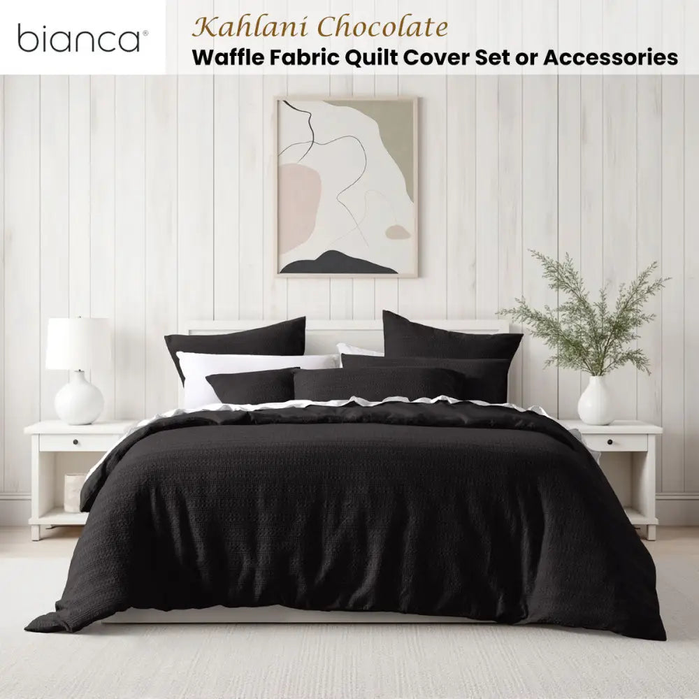 Bianca Kahlani Chocolate Waffle Quilt Cover Set King - Home & Garden > Bedding > Duvet Covers