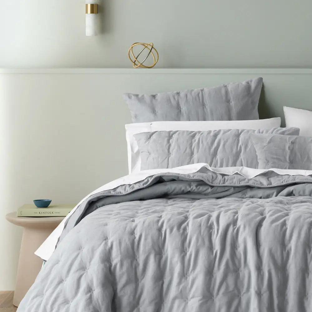 Bianca Langston Silver Pre-Washed Linen Cotton Comforter Set Queen/King - Home & Garden > Bedding > Quilts & Duvets