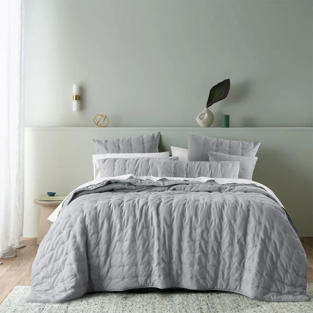 Bianca Langston Silver Pre-Washed Linen Cotton Comforter Set Queen/King - Home & Garden > Bedding > Quilts & Duvets