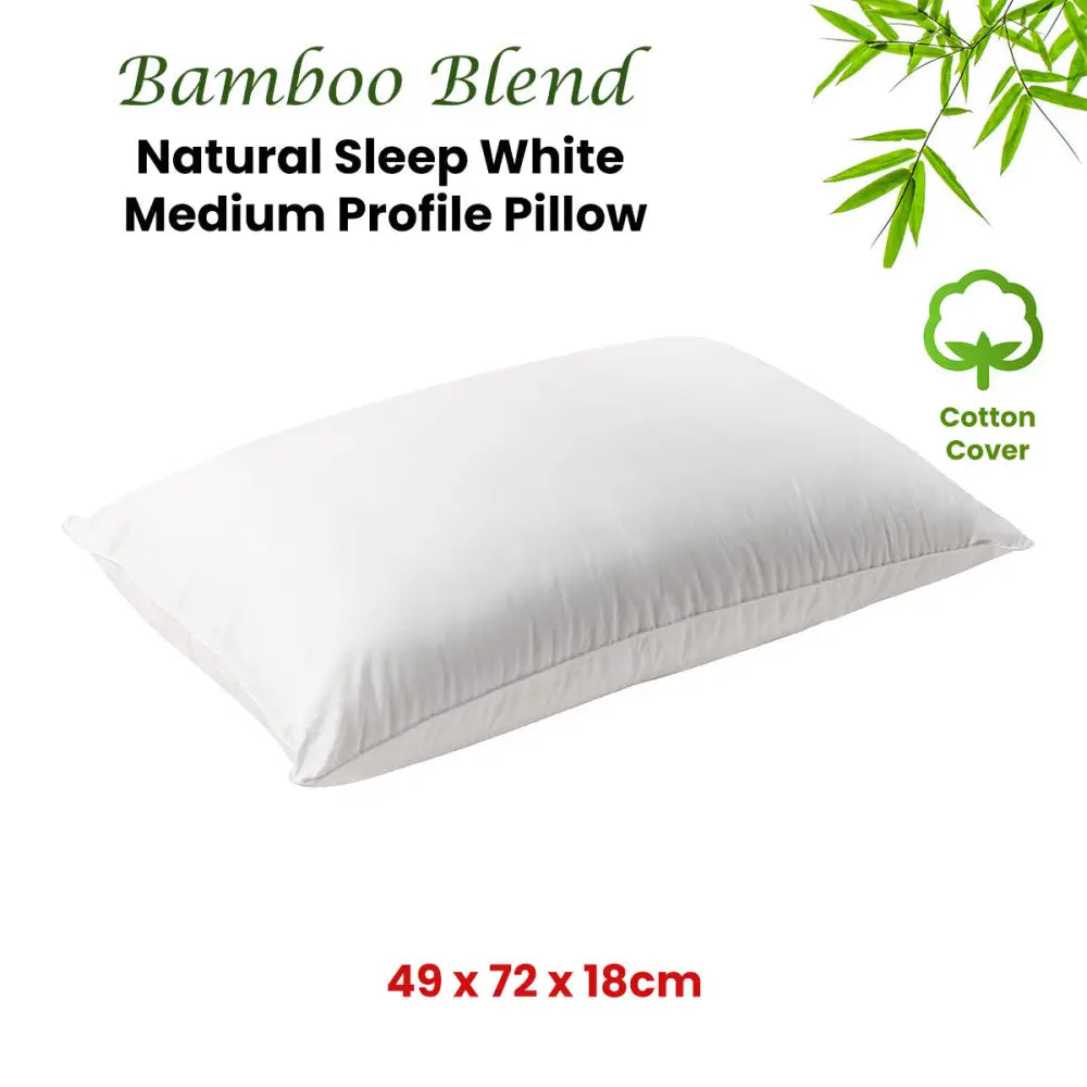 Bianca Natural Sleep White Bamboo Blend Medium Profile Pillow - Home & Garden > Bedding