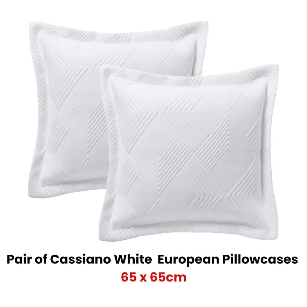 Bianca Pair of Cassiano White European Pillowcases 65 x 65cm - Home & Garden > Bedding > Pillowcases