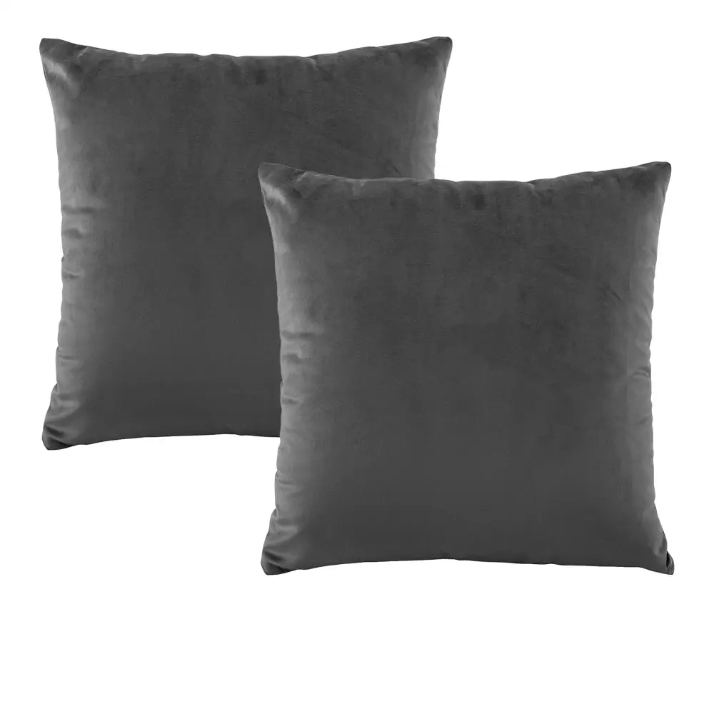 Bianca Pair of Vivid Coordinate Velvet Coal European Pillowcases 65 x 65 cm - Home & Garden > Bedding > Pillowcases