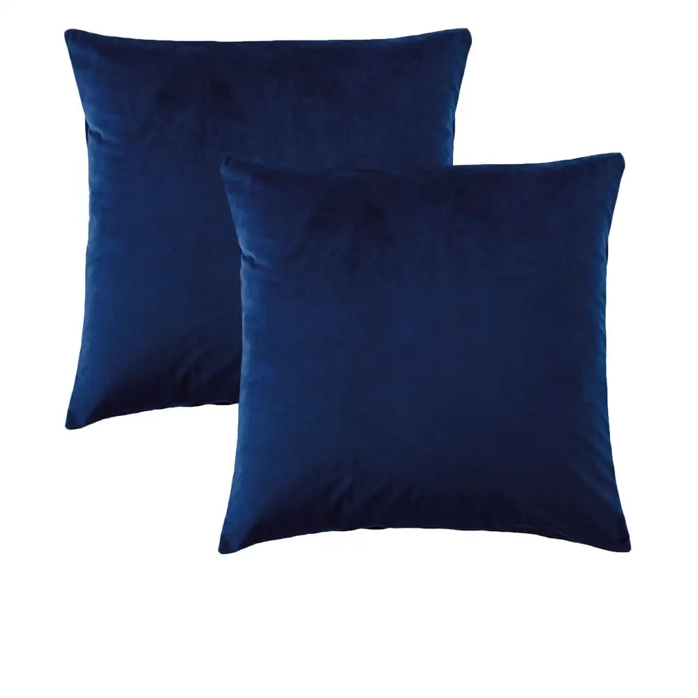 Bianca Pair of Vivid Coordinate Velvet Indigo European Pillowcases 65 x 65 cm - Home & Garden > Bedding > Pillowcases