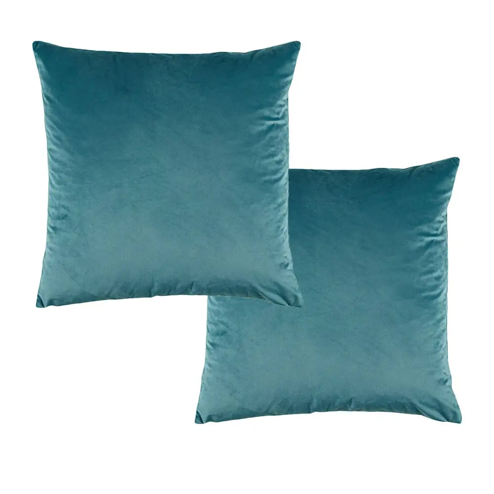 Bianca Pair of Vivid Coordinate Velvet Teal European Pillowcases 65 x 65 cm - Home & Garden > Bedding > Pillowcases