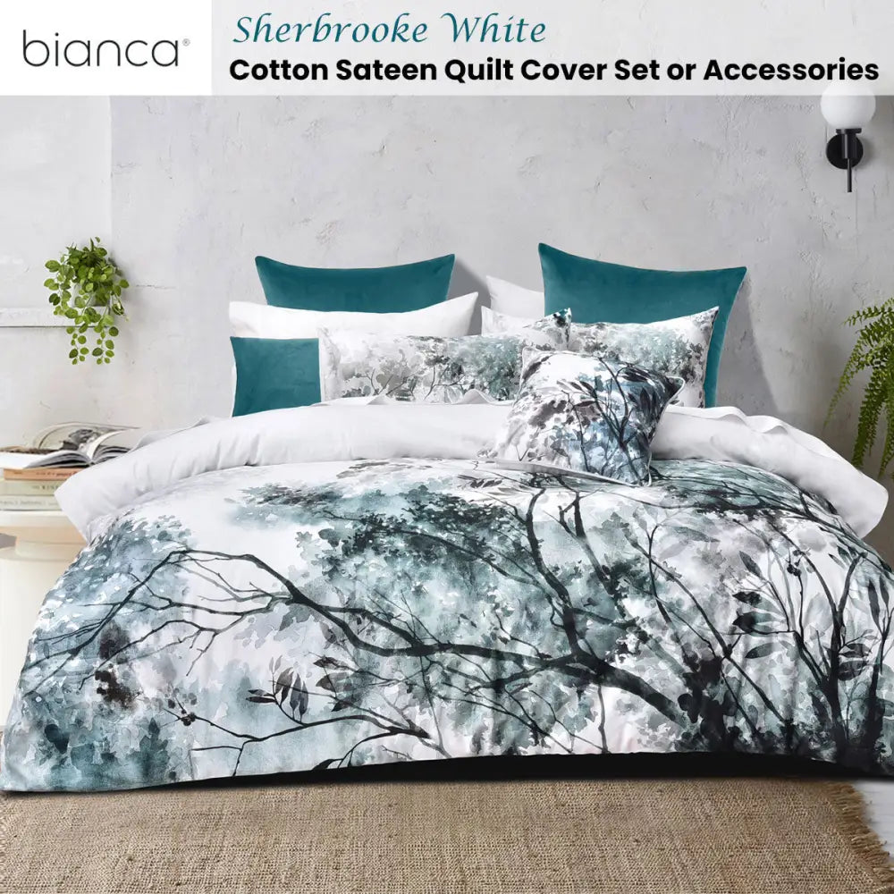 Bianca Sherbrooke White Cotton Sateen Quilt Cover Set Super King - Home & Garden > Bedding > Duvet Covers