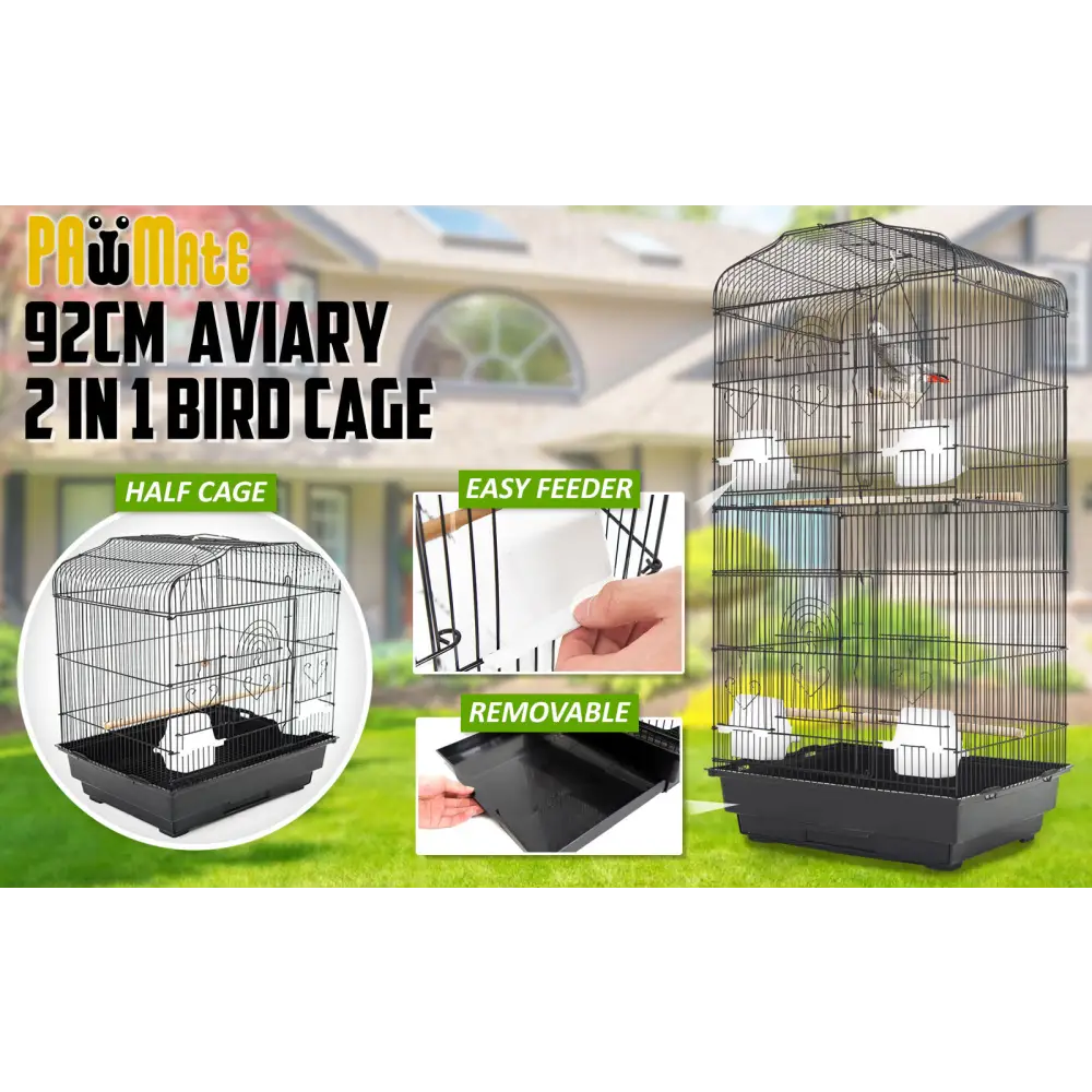 Bird Cage Parrot Aviary 2IN1 Design VEER 92cm - Pet Care > Bird > Bird Cages & Stands