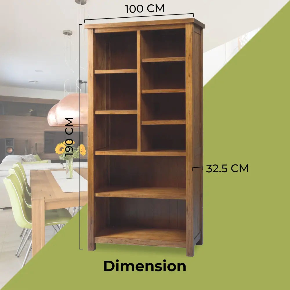 Birdsville Bookshelf Bookcase Display Unit Solid Mt Ash Timber Wood - Brown - Furniture > Living Room