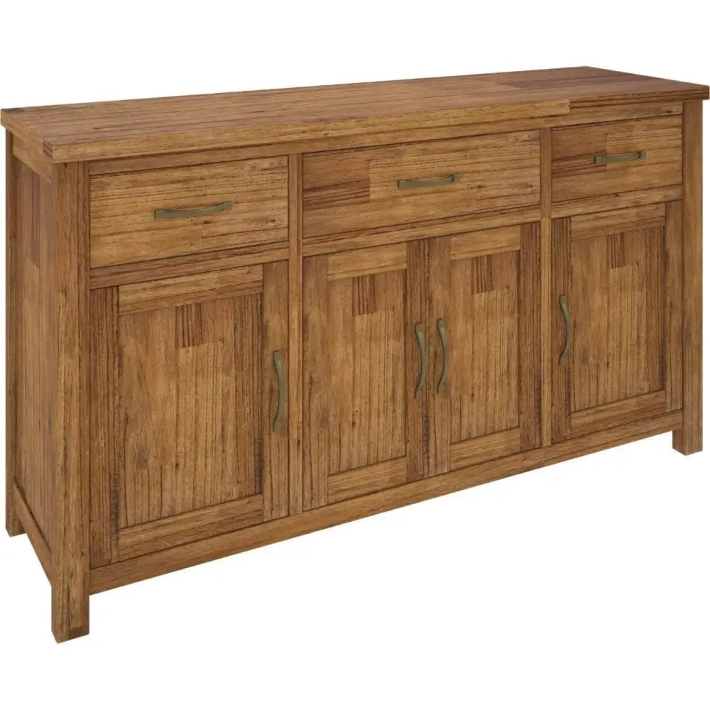 Birdsville Buffet Table 161cm 4 Door 3 Drawer Solid Mt Ash Timber Wood - Brown - Furniture > Living Room