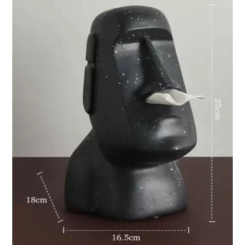 Black Creative Moai Tissue Holder - Fun and Unique Decorative Dispenser - Home & Garden > Bathroom Accessories > Toilet