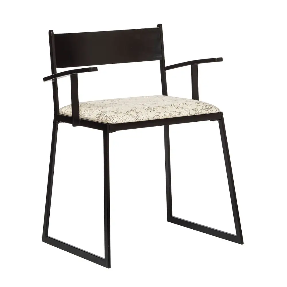 Black Metal Dining Chairs with Upholstered Seat - Set of 2 - Furniture > Dining