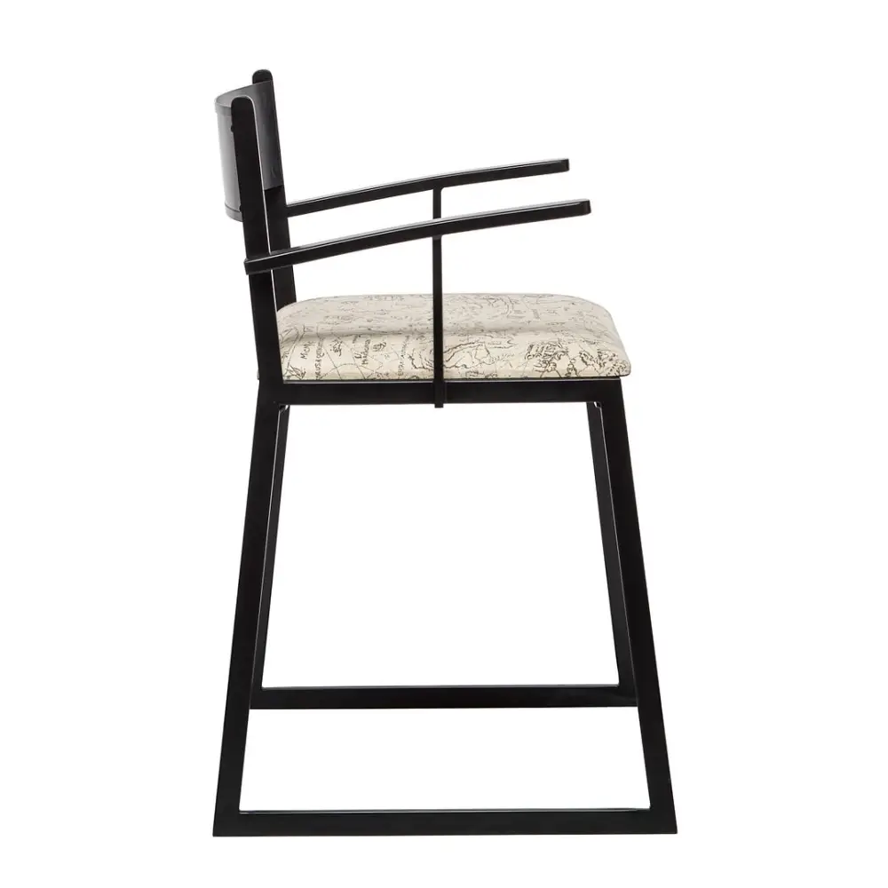 Black Metal Dining Chairs with Upholstered Seat - Set of 2 - Furniture > Dining