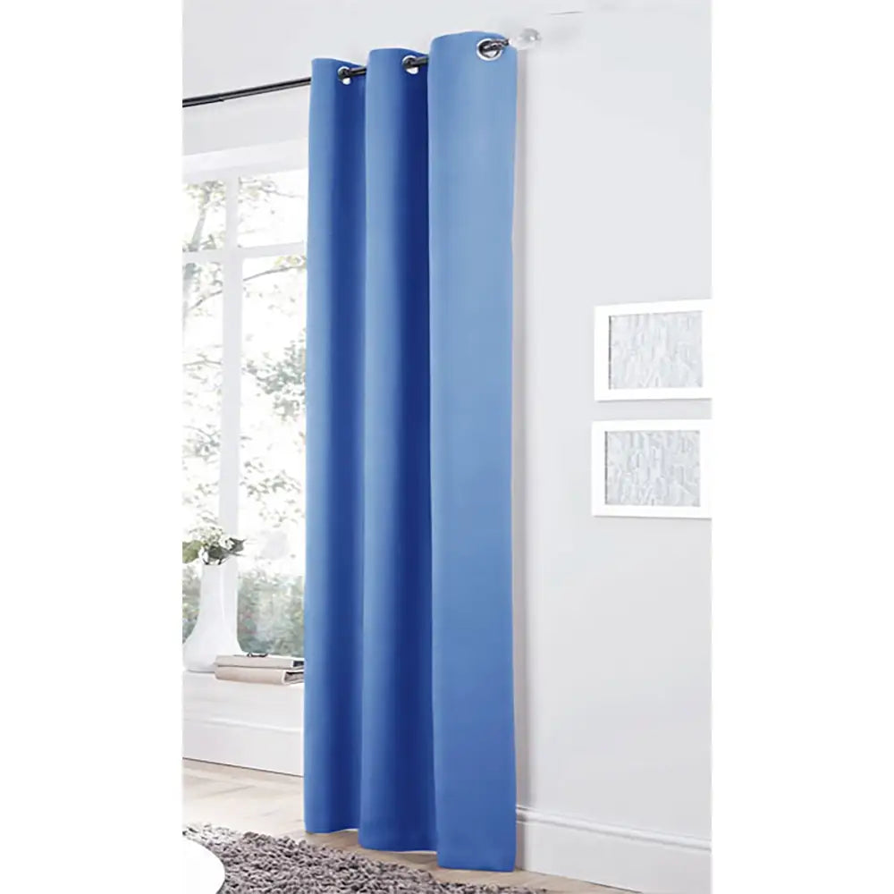 Bloomington One Panel of Easy Care Eyelet Curtains Blue 120 x 221 cm - Home & Garden > Curtains