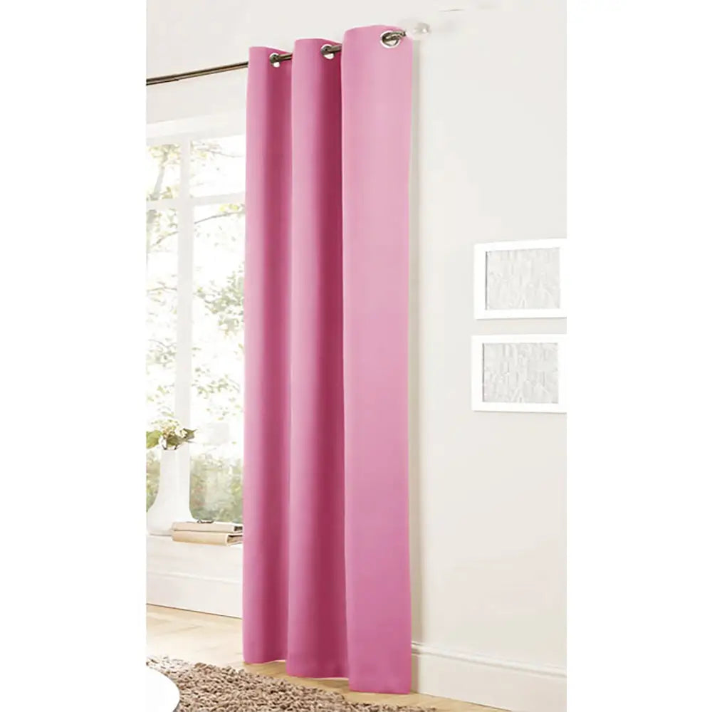 Bloomington One Panel of Easy Care Eyelet Curtains Pink 120 x 221 cm - Home & Garden > Curtains
