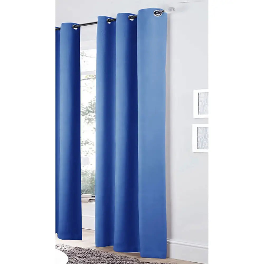 Bloomington Pair of Easy Care Eyelet Curtains Blue 120 x 221 cm - Home & Garden > Curtains