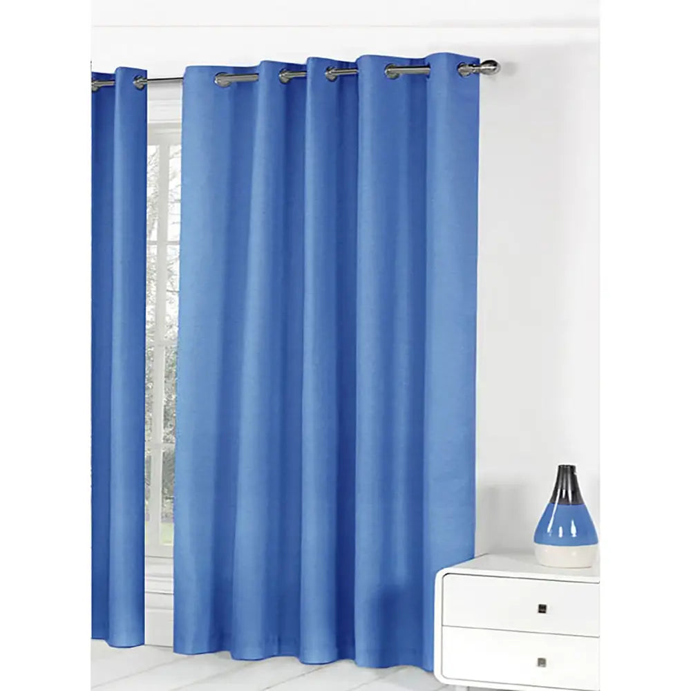 Bloomington Pair of Easy Care Eyelet Curtains Blue 180 x 221 cm - Home & Garden > Curtains