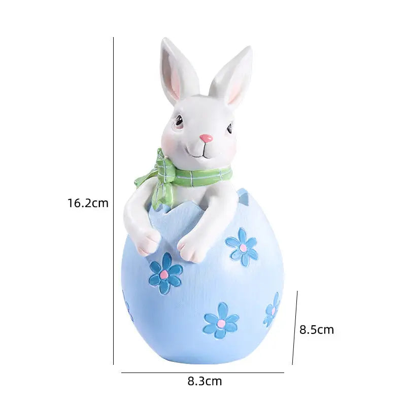 Blue Easter Rabbit Egg Resin Decoration - Charming Festive Gift for Kids’ Rooms and Holidays - Home & Garden > Decor >