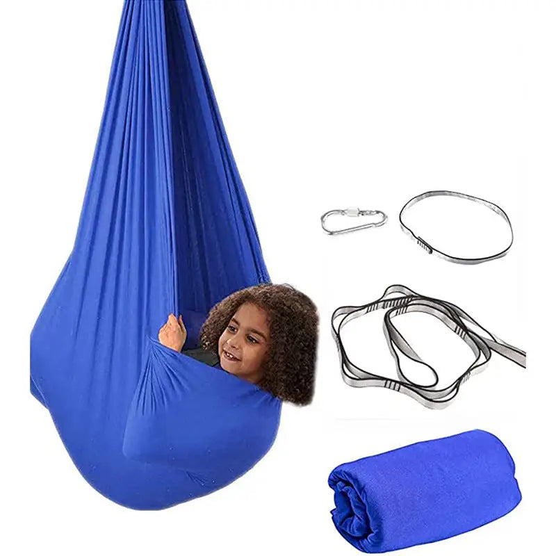 Blue Kids’ Outdoor Hanging Swing Pod Chair - Comfortable & Durable Hammock for Play - Furniture > Outdoor > Outdoor