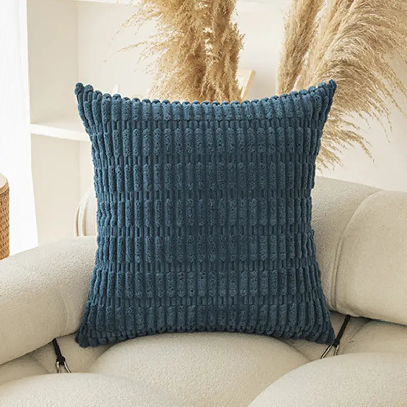 Blue Set of 2 Corduroy Style Throw Pillow Covers - Machine Washable 50*50CM - Home & Garden > Bedding > Pillowcases