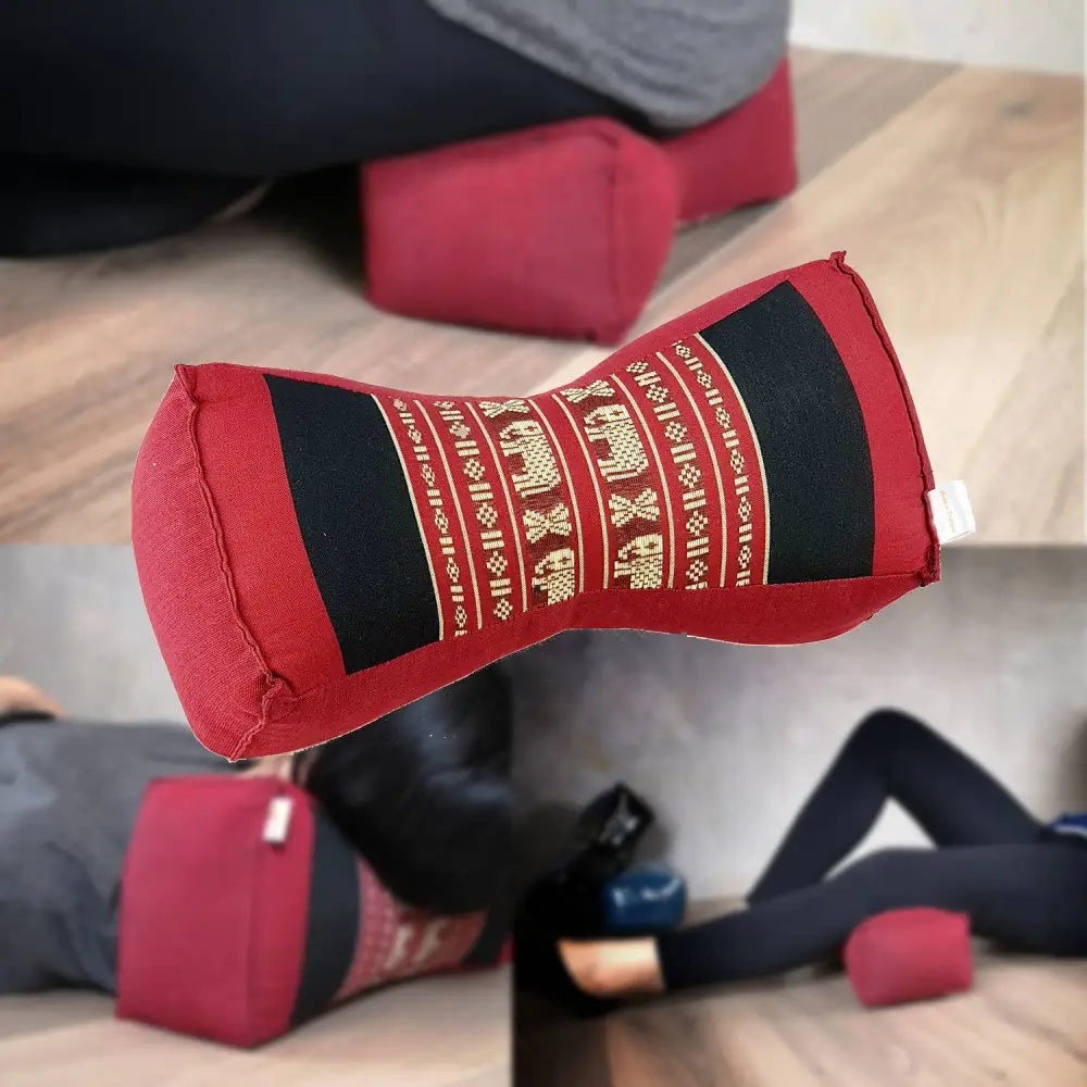 Bone Shape Neck Pillow/Meditation Cushion Kapok Filled RedEle - Home & Garden > Decor