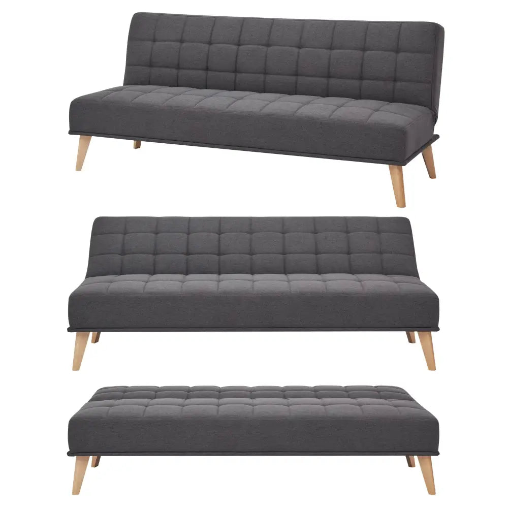 Brando 3 Seater Sofa Futon Bed Fabric Lounge Couch - Charcoal - Furniture > Sofas