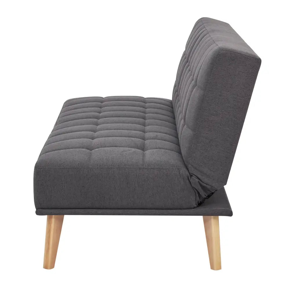 Brando 3 Seater Sofa Futon Bed Fabric Lounge Couch - Charcoal - Furniture > Sofas