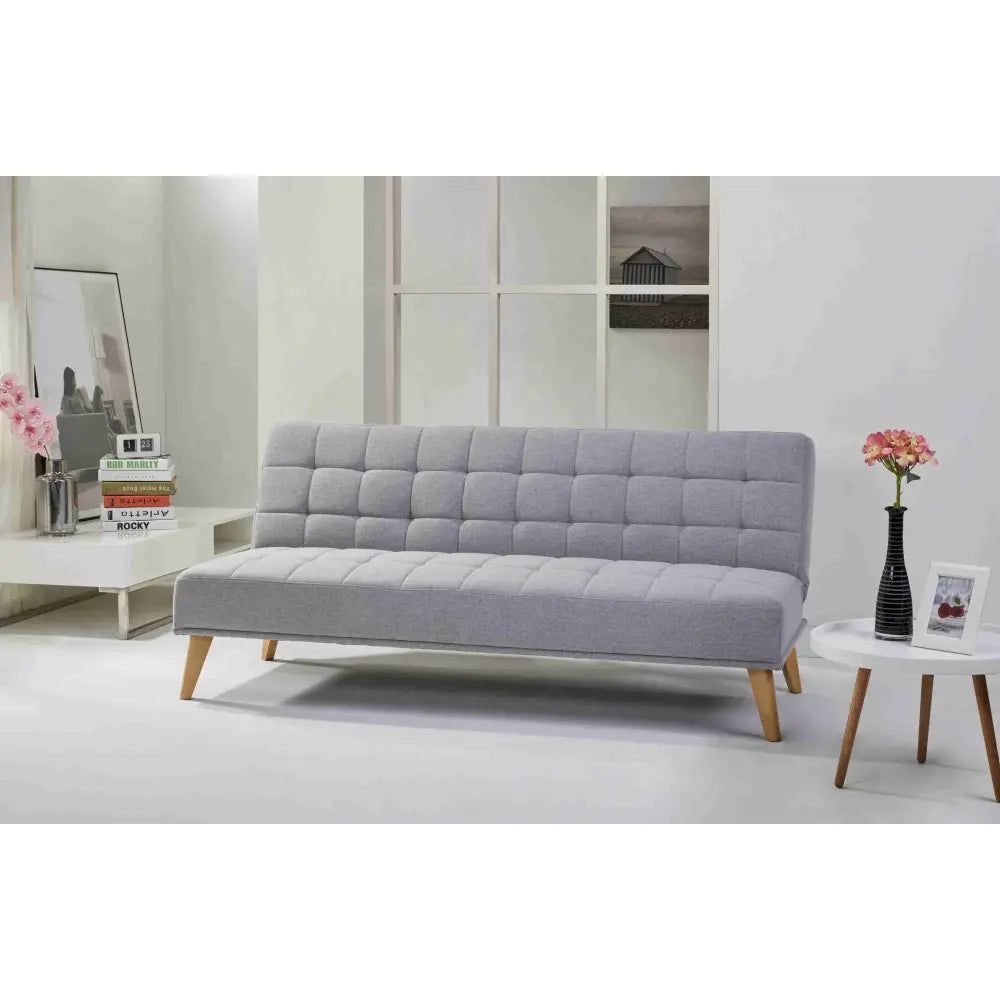 Brando 3 Seater Sofa Futon Bed Fabric Lounge Couch - Grey - Furniture > Sofas