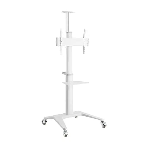 BRATECK Ultra-Modern Aluminum TV Cart Landscape/Portrait Orientation Fit 37’-70’ Up to 70Kg - White - Audio & Video