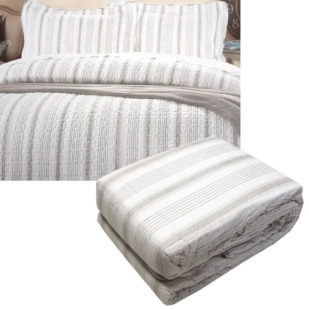 Brighton Road Regatta Stone Quilted Quilt Cover Set Queen - Home & Garden > Bedding