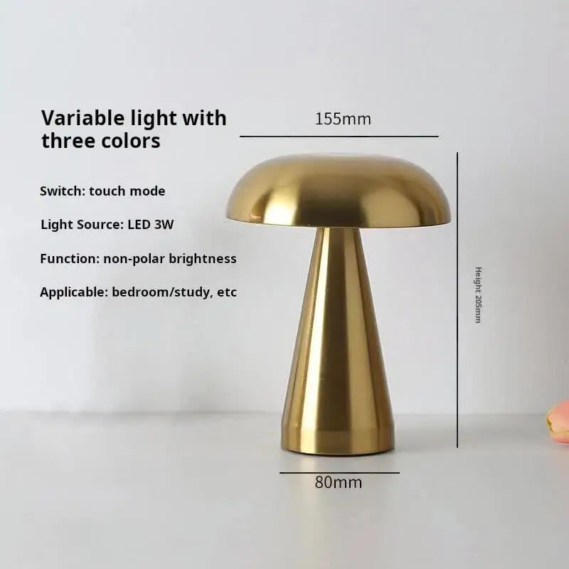 Bronze Color Modern Mushroom Table Lamp - Minimalist Metal Design for Home and Office - Home & Garden > Lighting >