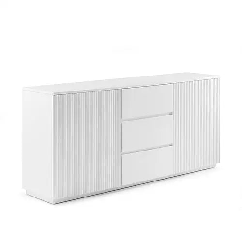 Buffet Ceramic Table Top MDF Cabinet Storage Stainless Steel In White - Furniture > Dining > Buffets & Sideboards