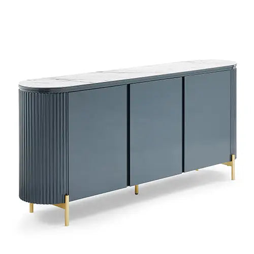Buffet MDF Glossy Surface Ceramic Top Dark Blue Storage Cabinet - Furniture > Dining > Buffets & Sideboards