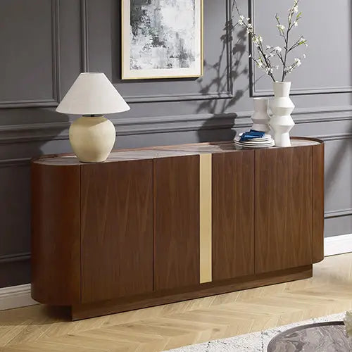 Buffet MDF Melamine Interior Storage In Dark Walnut colour - Furniture > Dining > Buffets & Sideboards