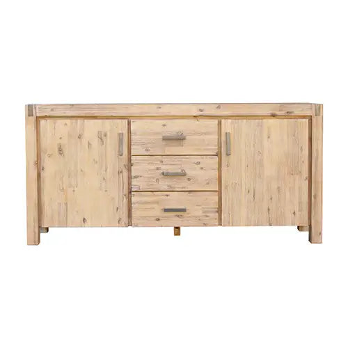 Buffet Sideboard in Oak Colour Constructed with Solid Acacia Wooden Frame Storage with Drawers - Furniture > Dining