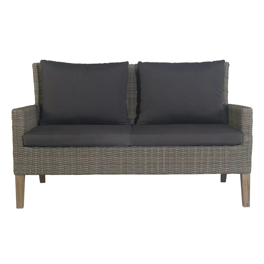 Byron 4pc Rattan Outdoor Sofa Set 2 Seater Wicker Lounge White Coffee Table - Furniture > Outdoor