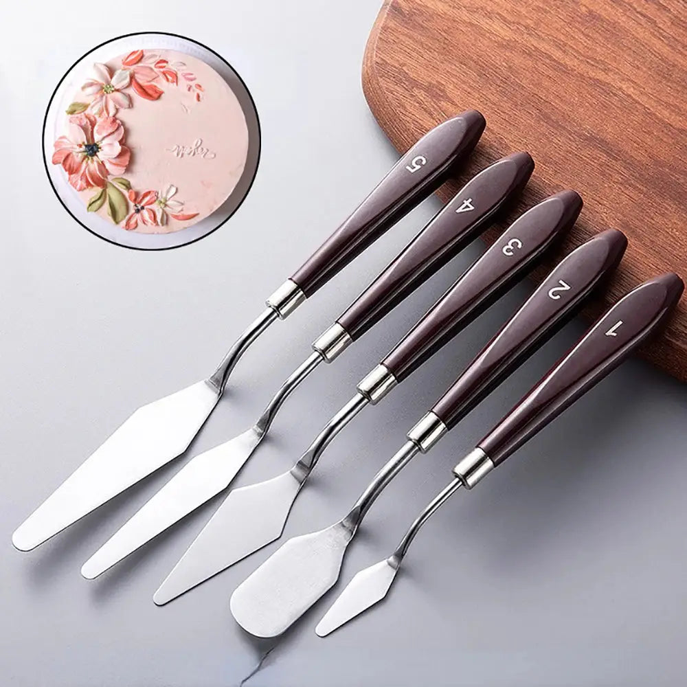 Cake Cream Spatula 5 Pcs/Set Stainless Steel Frosting Spatula Baking Pastry Tools - Home & Garden > Kitchenware