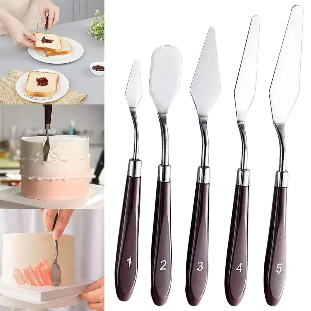 Cake Cream Spatula 5 Pcs/Set Stainless Steel Frosting Spatula Baking Pastry Tools - Home & Garden > Kitchenware