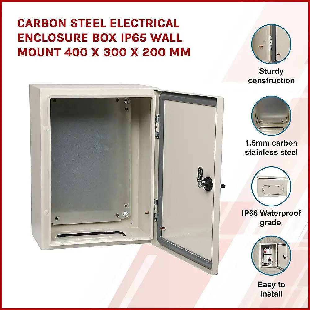Carbon Steel Electrical Enclosure Box IP65 Wall Mount 400 x 300 x 200 mm - Furniture > Office