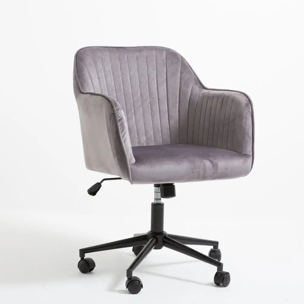 Casa Decor Arles Velvet Office Chair Mid Back Swivel Height Adjustable Grey - Furniture > Office > Office & Desk Chairs