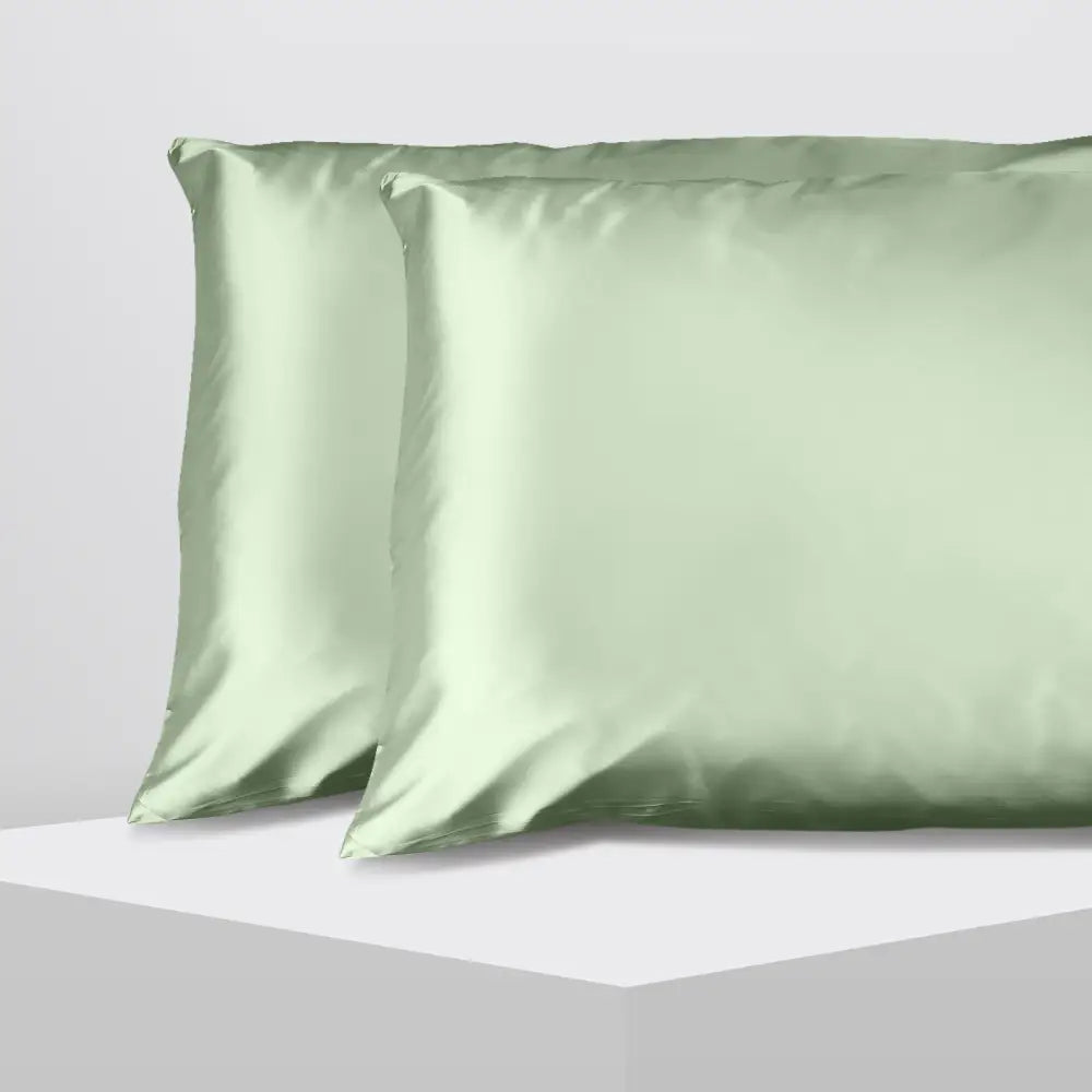 Casa Decor Luxury Satin Pillowcase Twin Pack Size With Gift Box Luxury - Sage Green - Home & Garden > Bedding