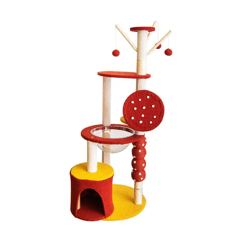 Cat Tree with Candied Hawthorn Theme Featuring Multiple Platforms Scratching Posts 50*58*130cm - Pet Care > Cat