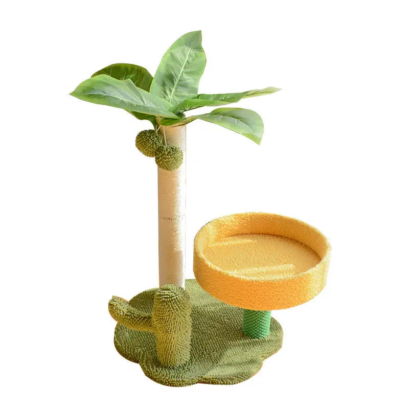 Cat Tree with Faux Leaves Sisal Scratching Post Cozy Bed and Playful Toy - Pet Care > Cat Supplies > Cat Furniture