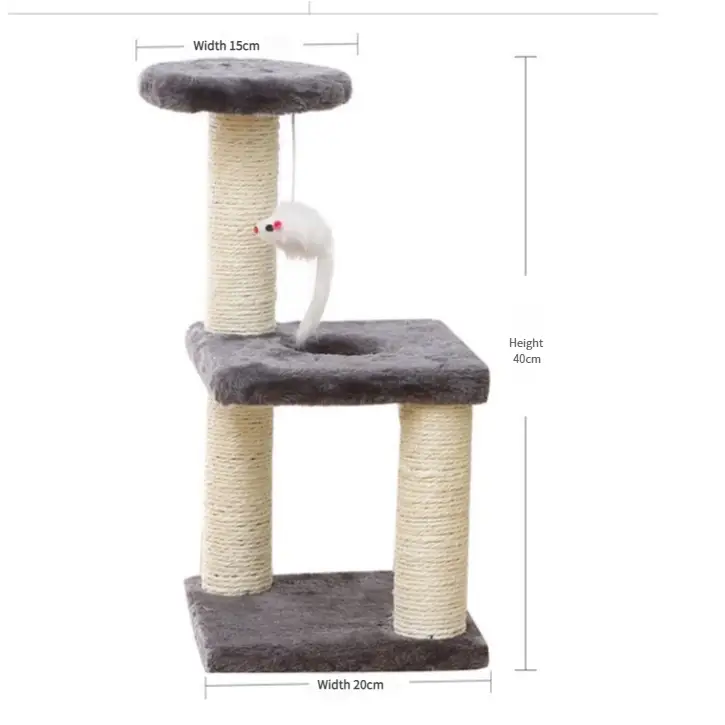 Cat Tree with Two Platforms Scratching Posts and Hanging Mouse Toy - Pet Care > Cat Supplies > Cat Furniture